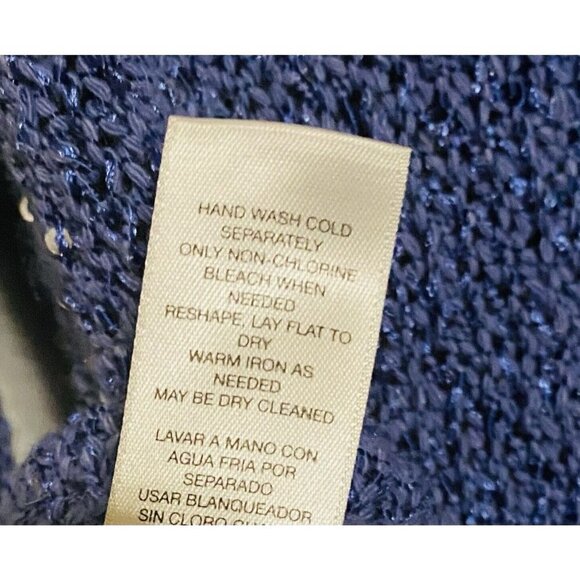 Chicos 2 Womens Large Pullover Sweater Sequin Accents Scoop Neck Blue Boho - Picture 6 of 7